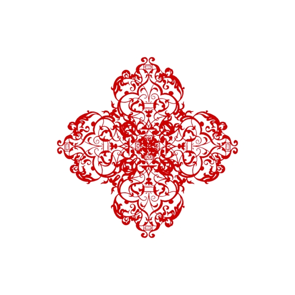 中國(guó)風(fēng)花紋紅色窗花裝飾素材設(shè)計(jì)