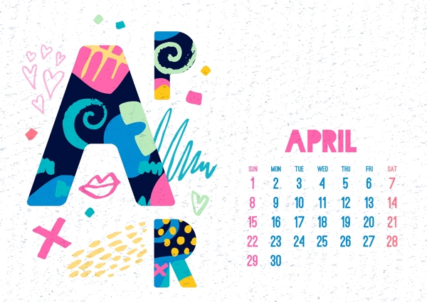 四月2018年日历设计矢量素材