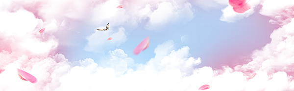 清新粉色花瓣banner背景素材