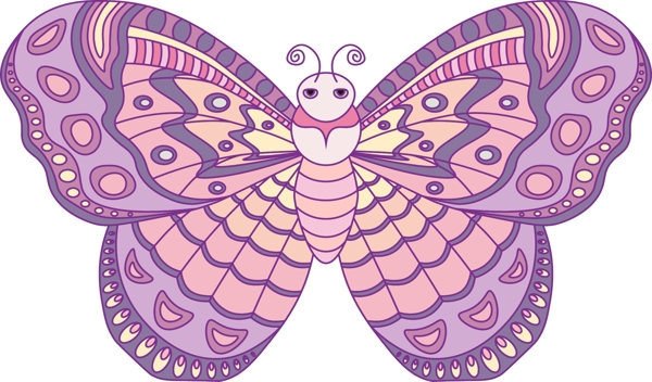 线性视界粉色紫色春天蝴蝶矢量