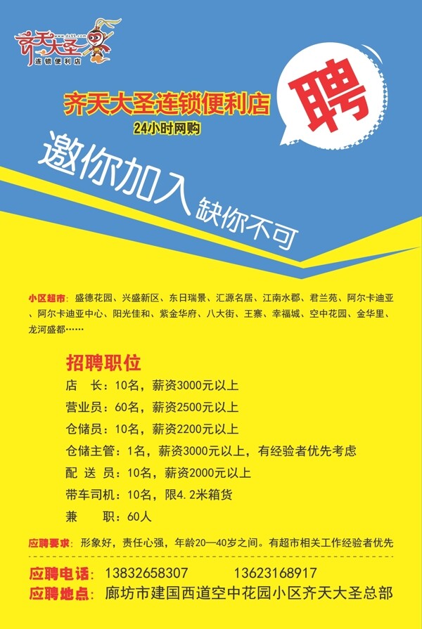 便利店招聘海報(bào)圖片
