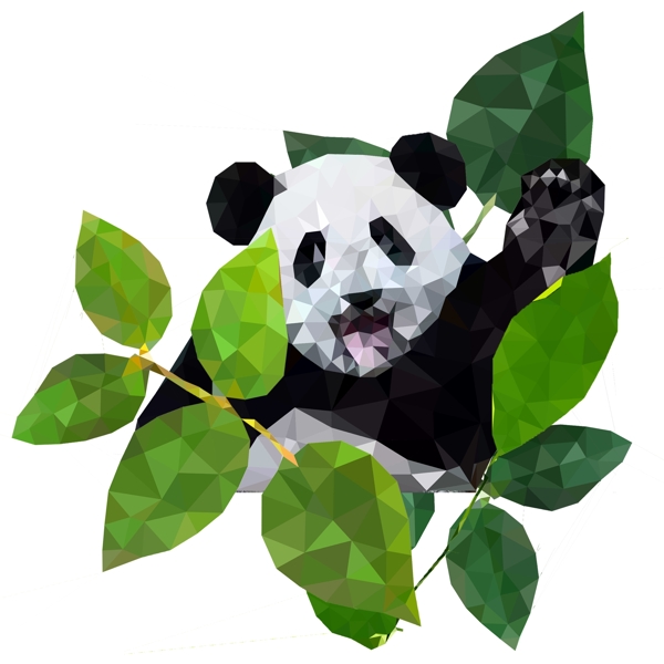 菱角渐明可爱大熊猫与树叶