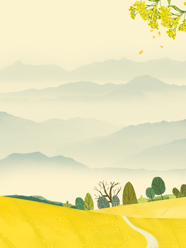 手繪去看游菜花插畫背景
