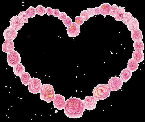 粉色花环透明爱心