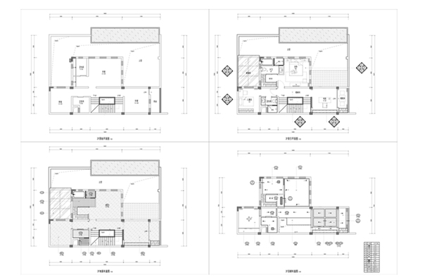 联排别墅户型起居室层CAD施工图