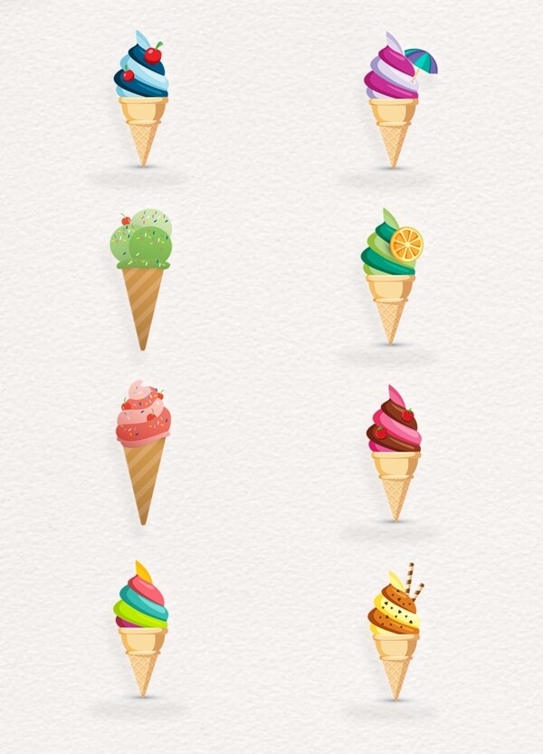 卡通彩色冰淇淋png元素