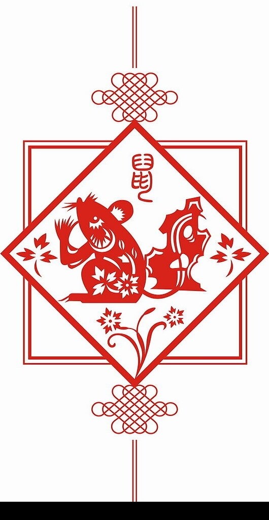 2008新春喜慶剪紙鼠矢量圖4圖片