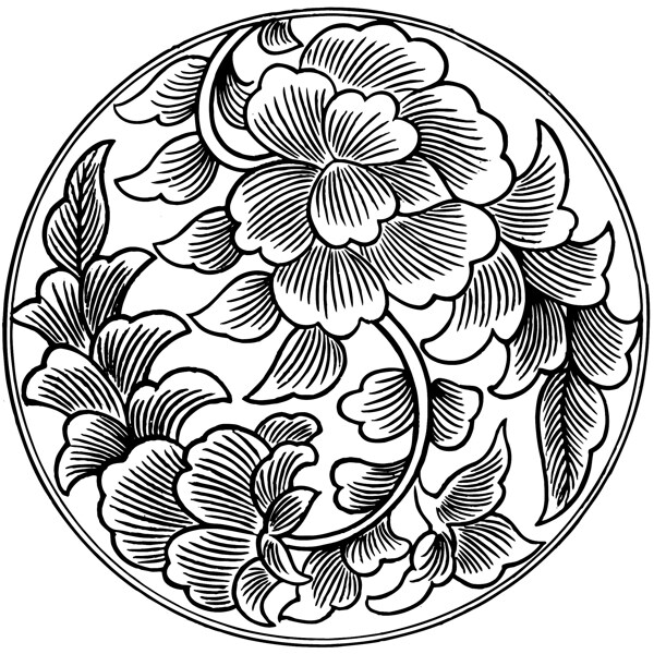 印花矢量圖花卉色彩黑白色民族免費(fèi)素材
