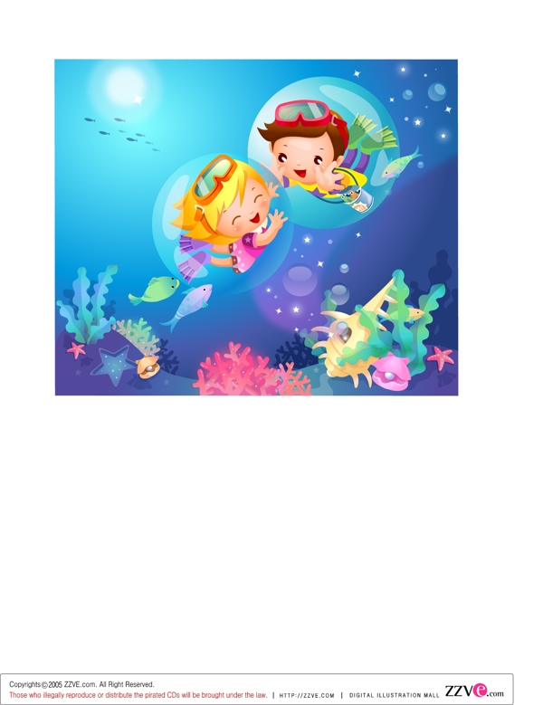 卡通兒童主題插圖矢量AI