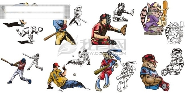 漫画系列棒球运动矢量素材