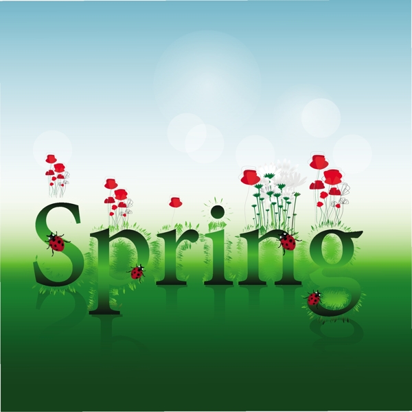 綠意春季Spring藝術(shù)字矢量素材