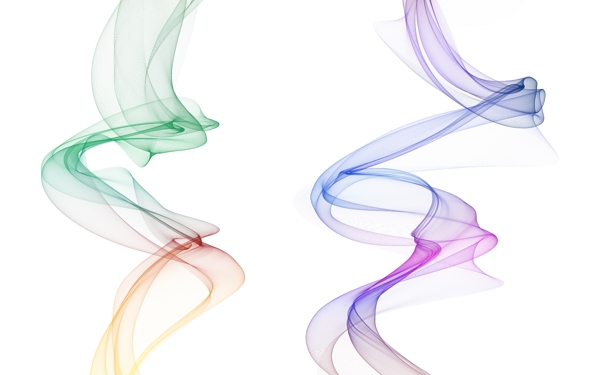 手绘新中式抽象彩色烟雾线条