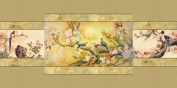 枝頭與鳥國畫圖片
