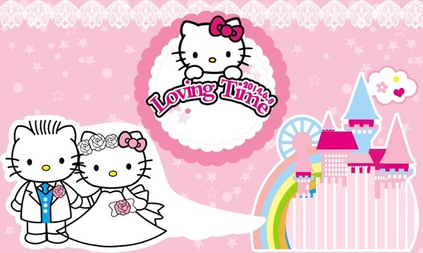 KITTY貓婚禮背景圖片