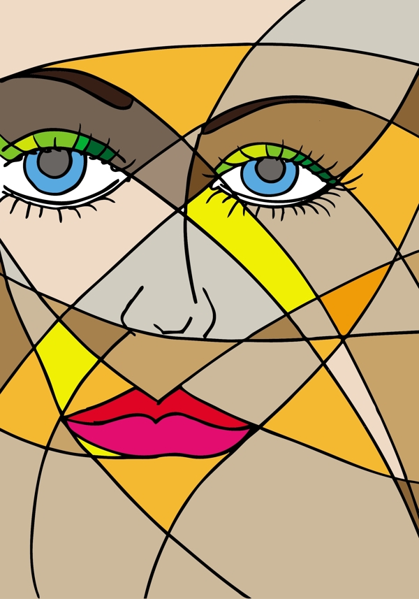 摘要女子臉矢量插畫