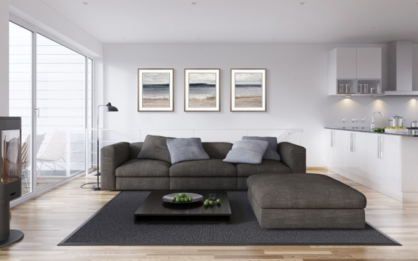 灰度空间时尚家具沙发装饰画客厅效果图