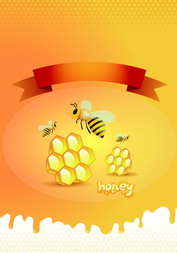 矢量小蜜蜂与蜂蜜海报