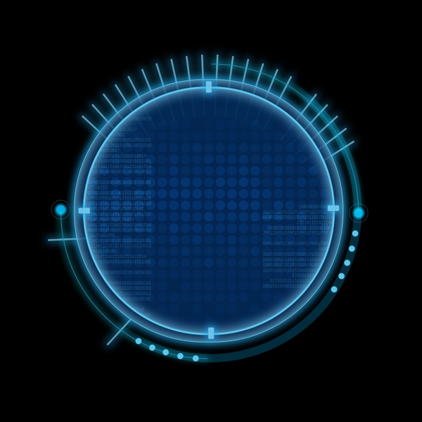 科技蓝色炫酷人工智能代码圆形边框对话框