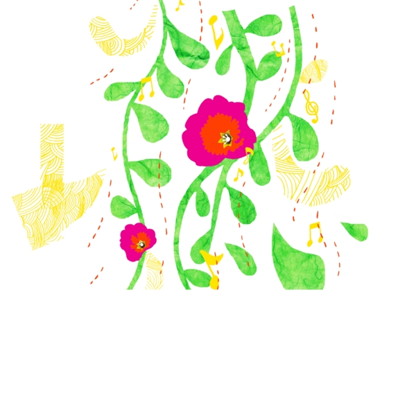 插畫小花朵葉子