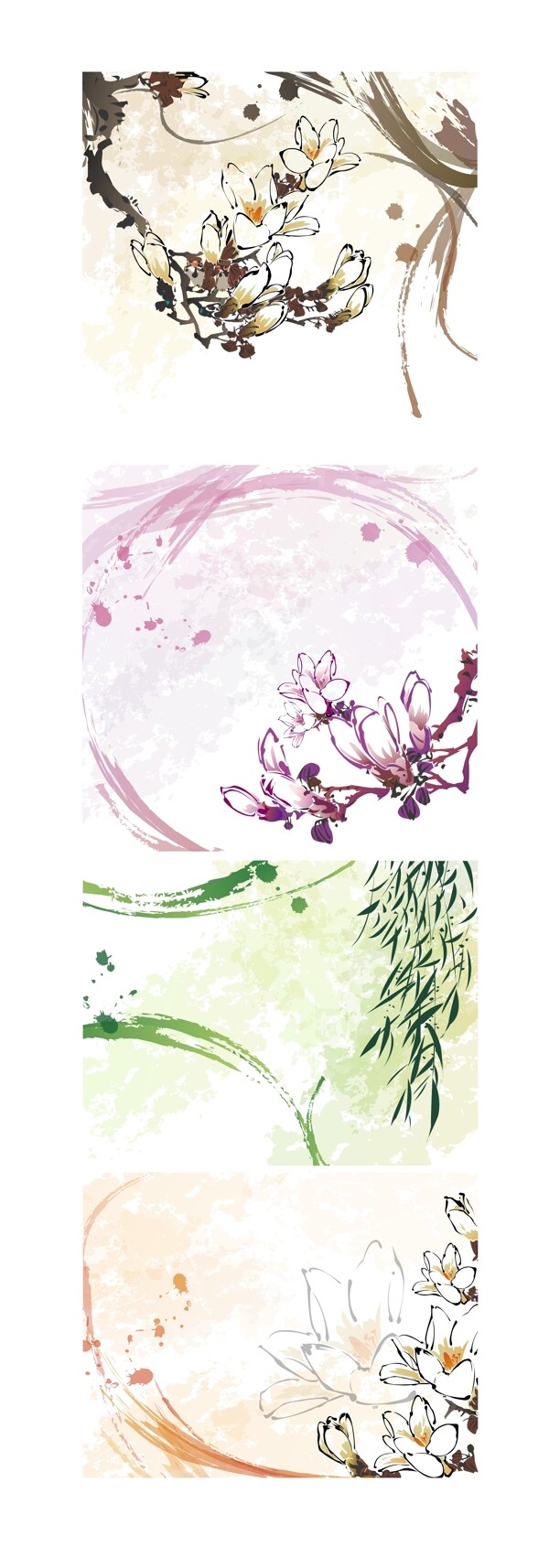 矢量素材浪漫花紋手繪邊角背景