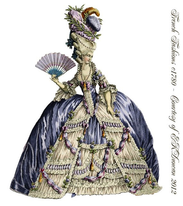 欧洲古典洛可可长裙设计图
