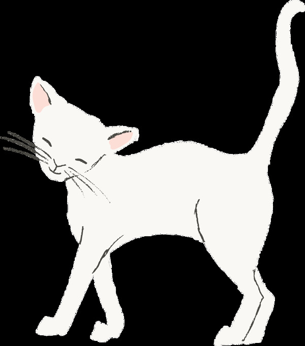 手绘走路的卡通猫透明猫咪素材