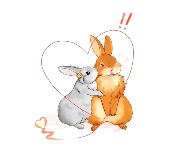 手绘矢量可爱兔子