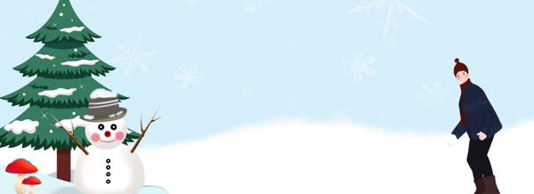 冬天男孩打雪仗玩雪背景