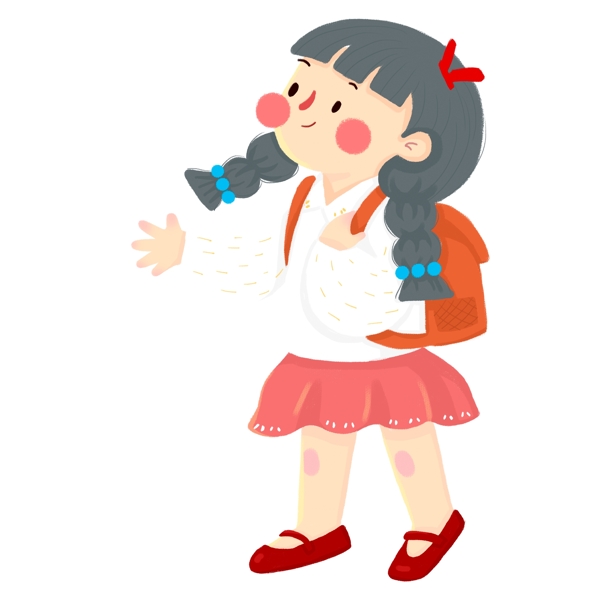 清新放學(xué)小女生png素材