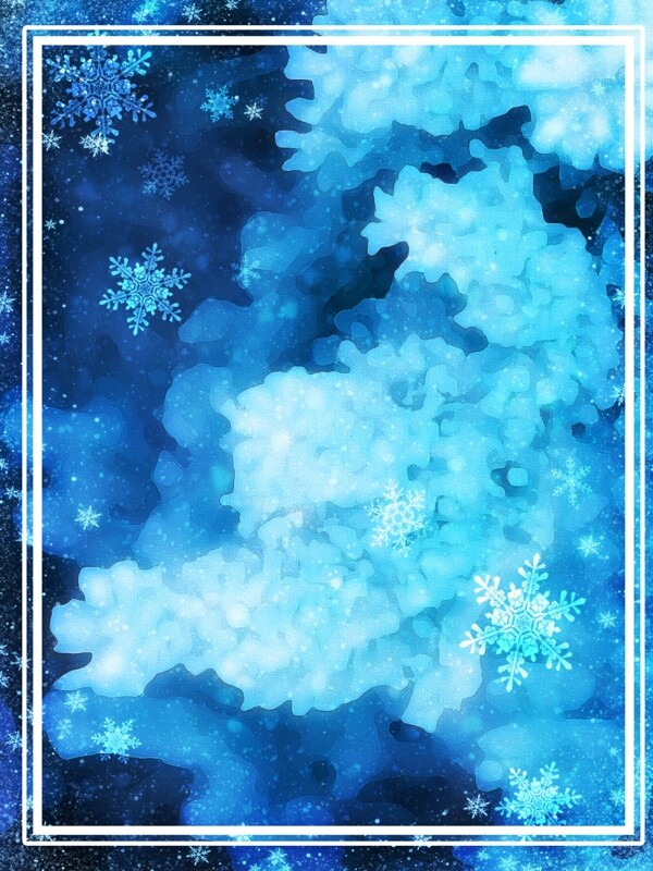 深蓝色梦幻冬天雪花背景