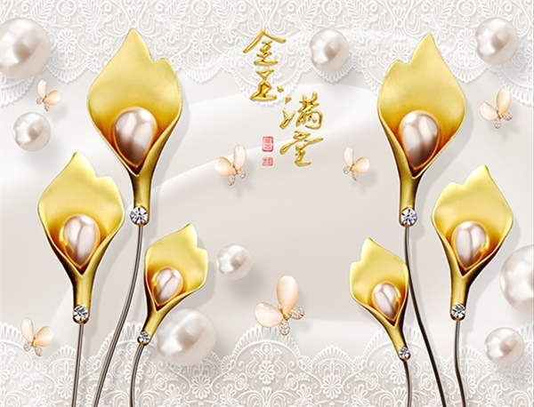 3D珠寶絲綢背景墻
