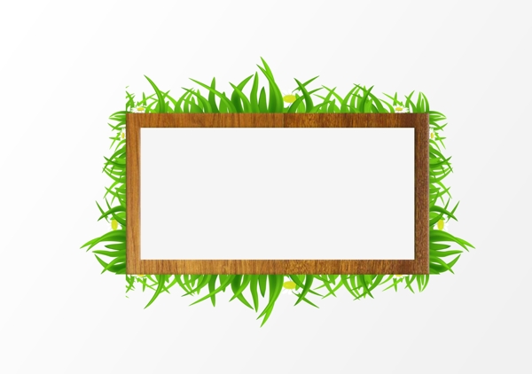 绿色植物花草木头黑白边框