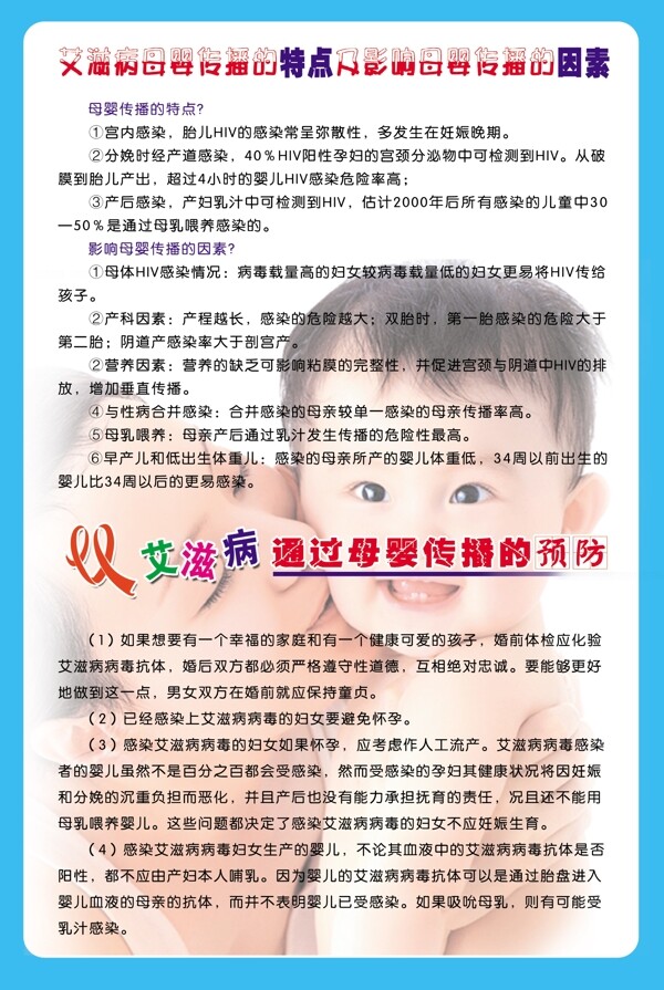 艾滋病母嬰傳播宣傳知識展板圖片