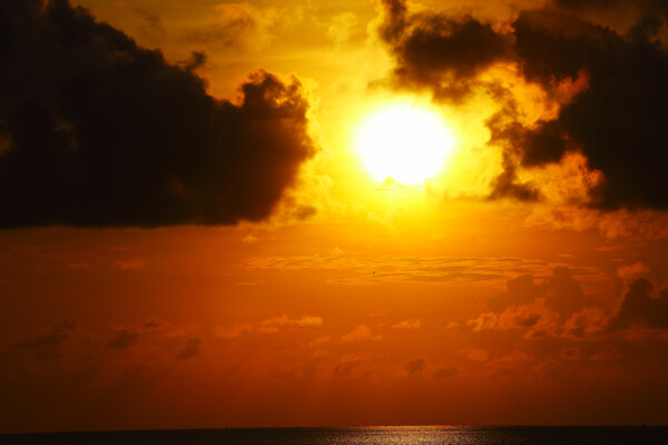 唯美海滩日落图片