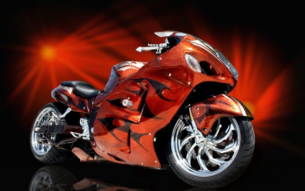 红色铃木摩托车图片
