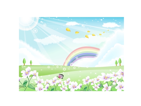 彩虹花朵矢量風(fēng)景