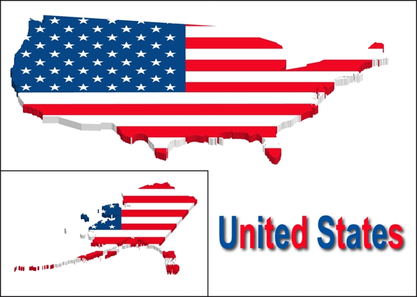 国旗的形状在几个国家地图