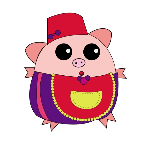 小猪节日装饰元素猪年素材
