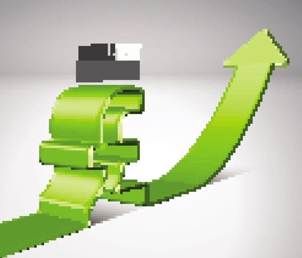3d動感箭頭金錢英鎊符號圖片