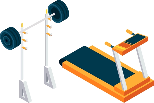 运动健身器具立体2.5d插画