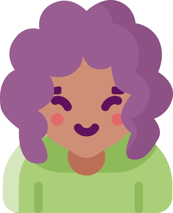 紫色创意扁平化短发女孩元素