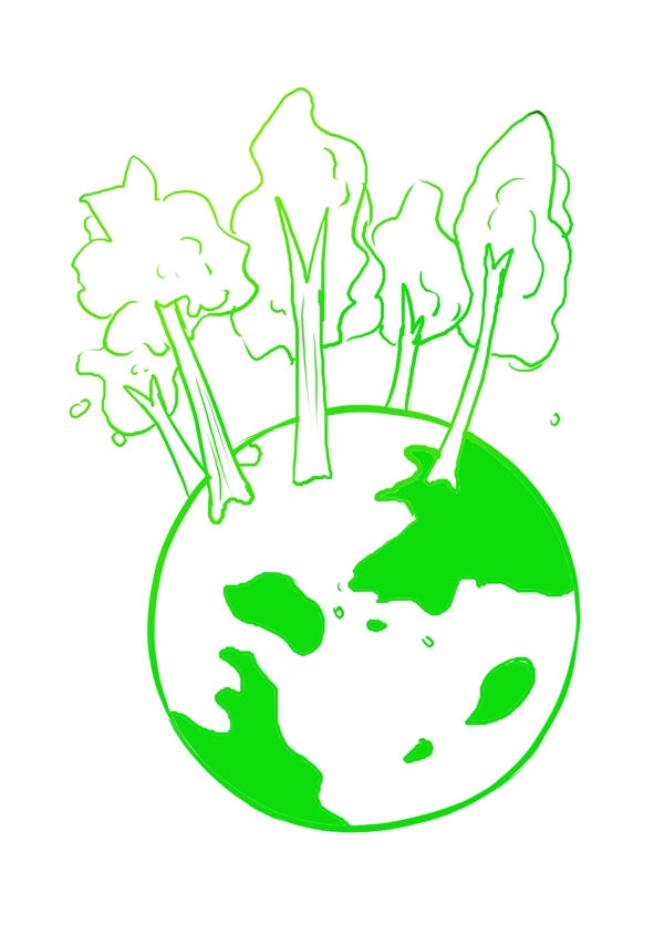 卡通绿色地球
