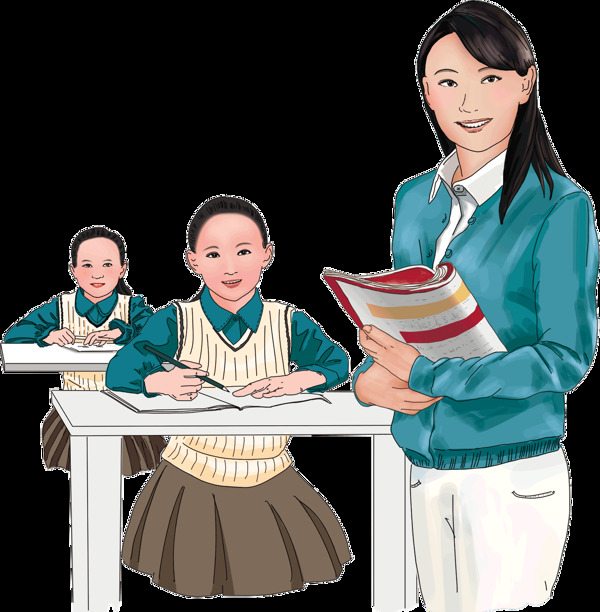 小學(xué)老師小學(xué)生角色插畫