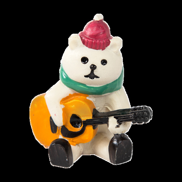 冬天白色吉他小熊png免抠图
