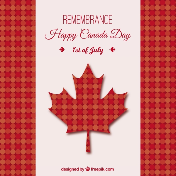 红色调圆点装饰图案加拿大国庆背景