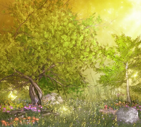 童话树林背景图片
