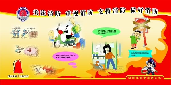 消防安全展板關(guān)注消防重視消防