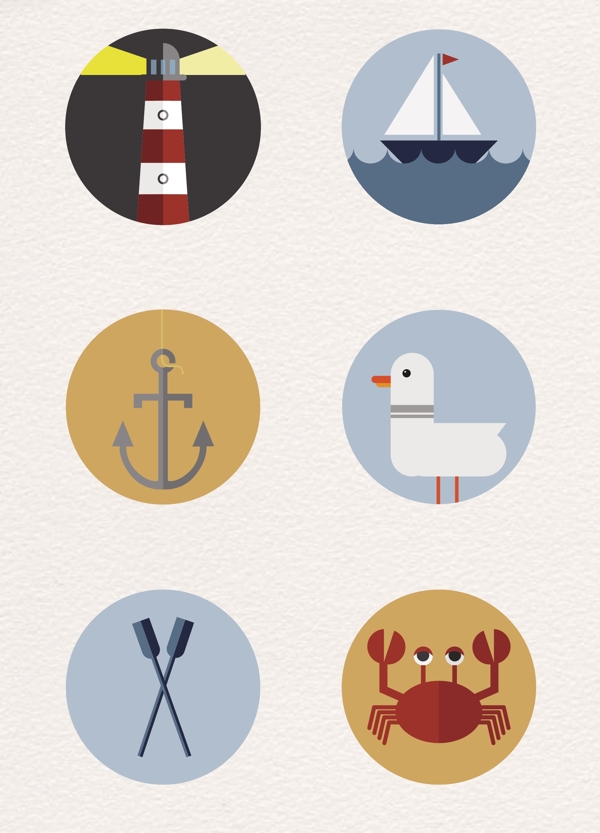 矢量海航旅行卡通图标元素