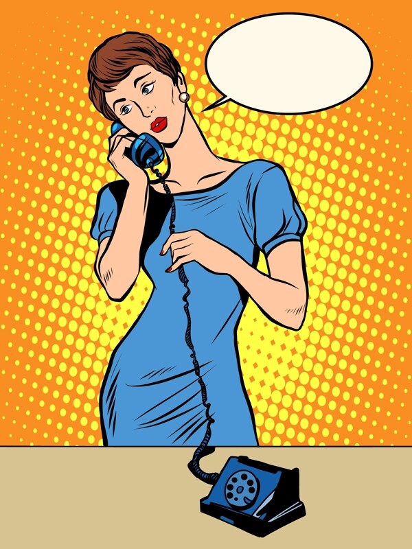 趣味手繪打電話的女人插畫(huà)
