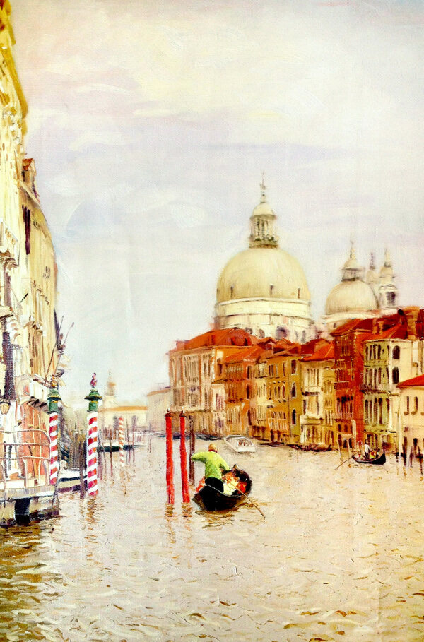 水城威尼斯风景油画图片